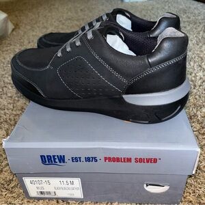 Drew Miles 40107-15 Men's Casual Shoe Sneaker Black Nubuck Leather Size 11.5